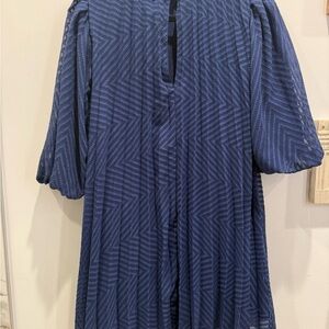 Blue Sheer Chevron Dress